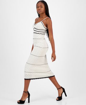 Juniors' Sleeveless Crochet Midi Dress