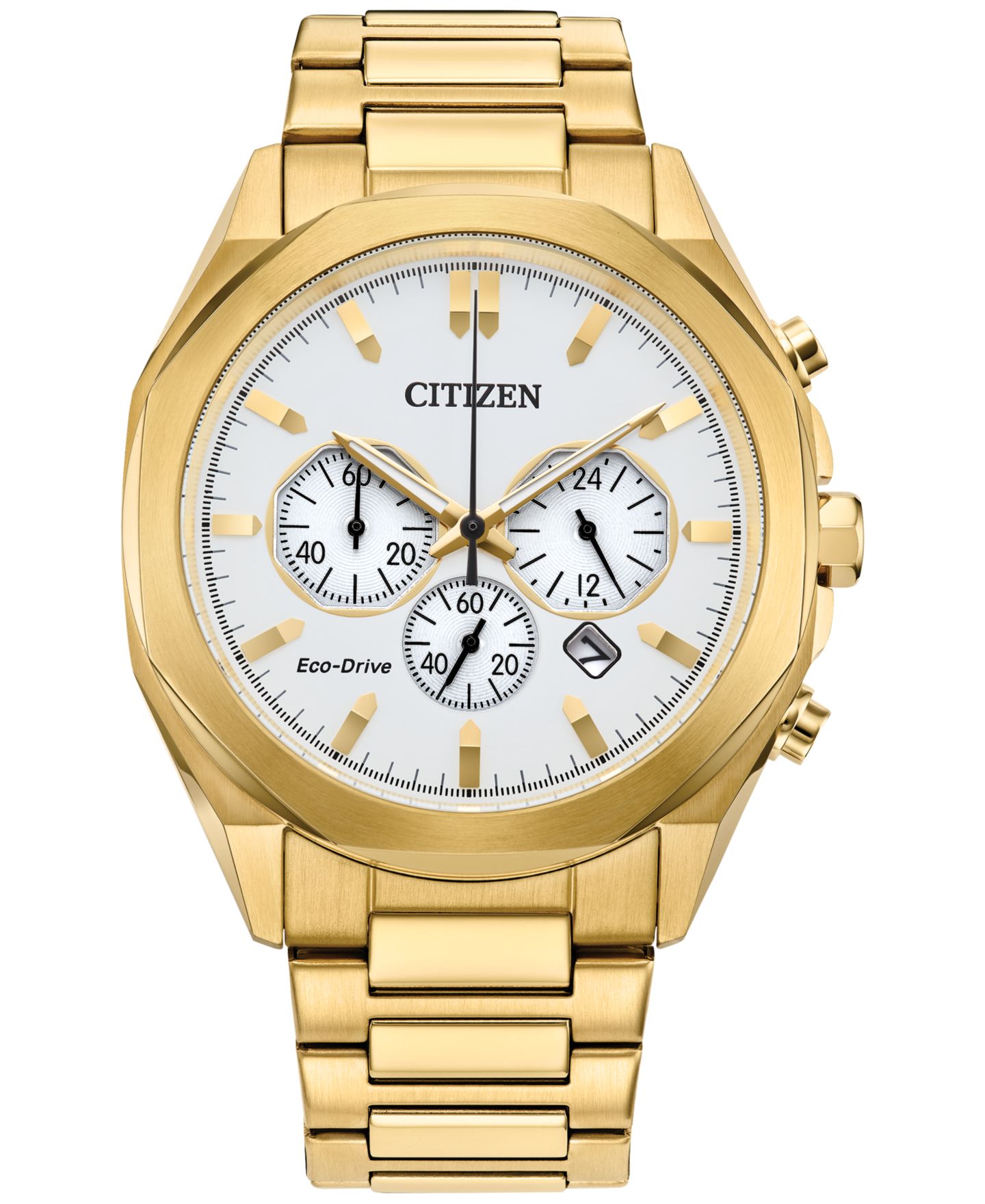 Мужские часы Citizen Eco-Drive Chronograph Gold-Tone Stainless Steel Bracelet Watch 41mm — фото 1