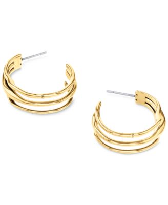Medium Wavy Triple-Row C-Hoop Earrings, 1.04"