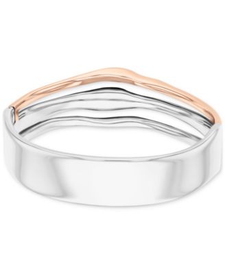 Stainless Steel Wavy Triple-Row Bangle Bracelet