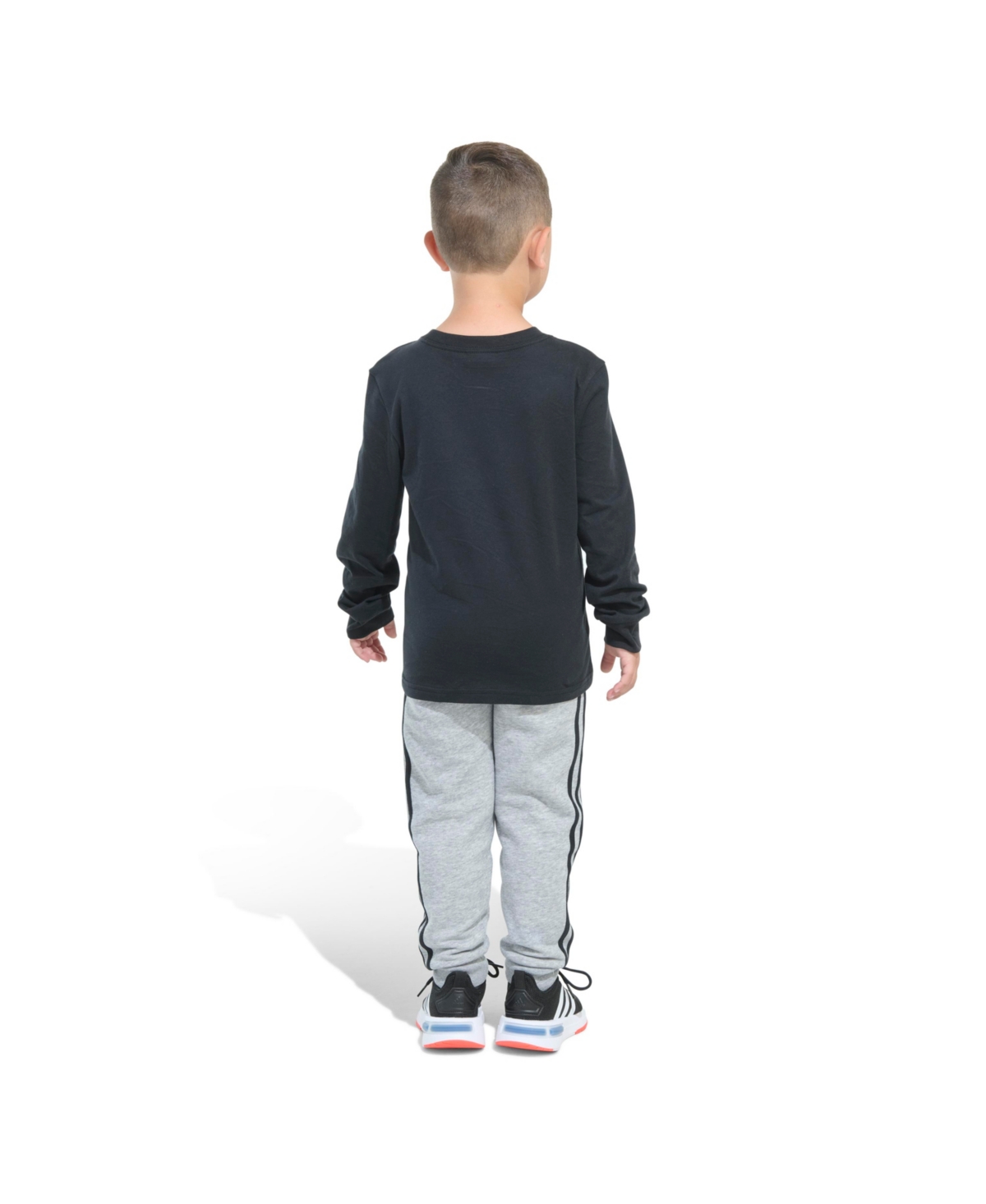adidas Little and Toddler Boys Long Sleeve Cotton Tee and Fleece Jogger, 2-Piece Set