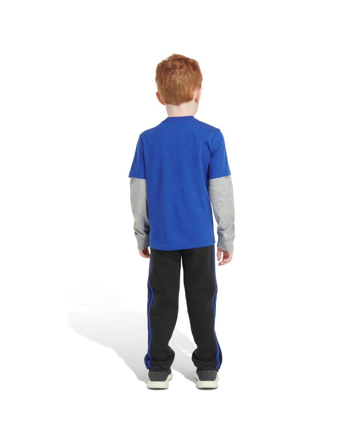 Adidas Originals Little And Toddler Boys Graphic Layered Cotton Tee And Pant, 2-piece Set In Semi Lucid Blue