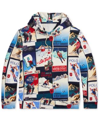 Polo Ralph Lauren Men's Patchwork-Ski-Print Fleece Hoodie Macy's