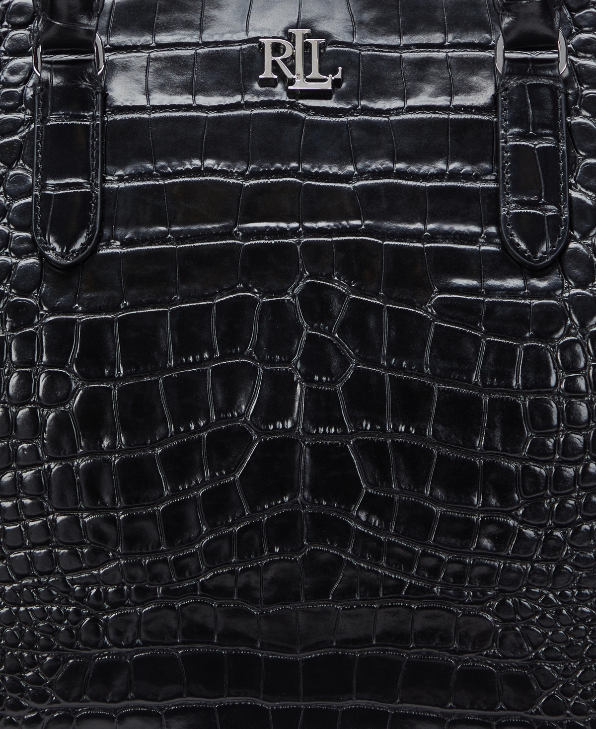 Lauren Ralph Lauren Marcy Large Embossed Leather Satchel - Silver