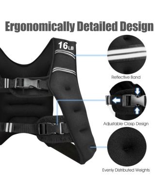 Workout Weighted Vest with Mesh Bag Adjustable Buckle-16 lbs