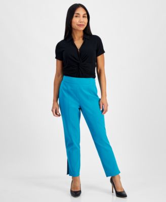 I.N.C. International Concepts - Petite High-Rise Tapered Side-Slit Pants