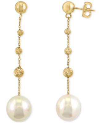 EFFY&reg; Cultured South Sea Pearl (9mm) Textured Bead Drop Earrings in 14k Gold