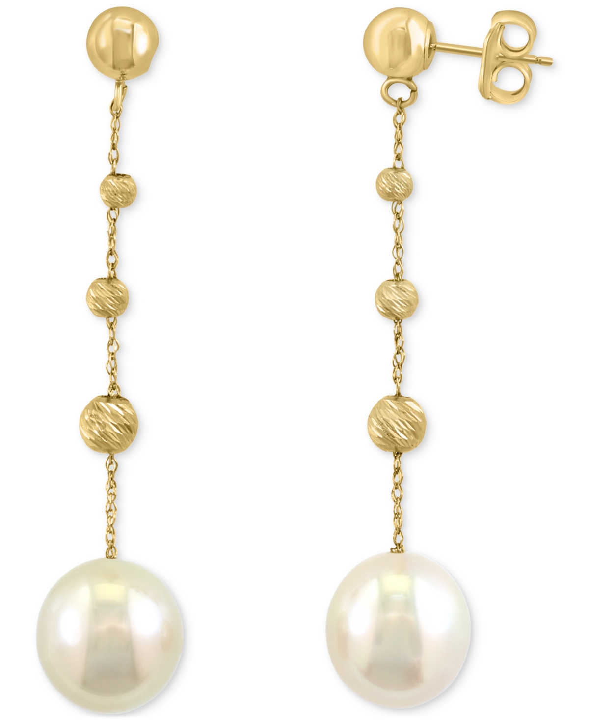 Shop Effy Collection Effy Cultured South Sea Pearl (9mm) Textured Bead Drop Earrings In 14k Gold