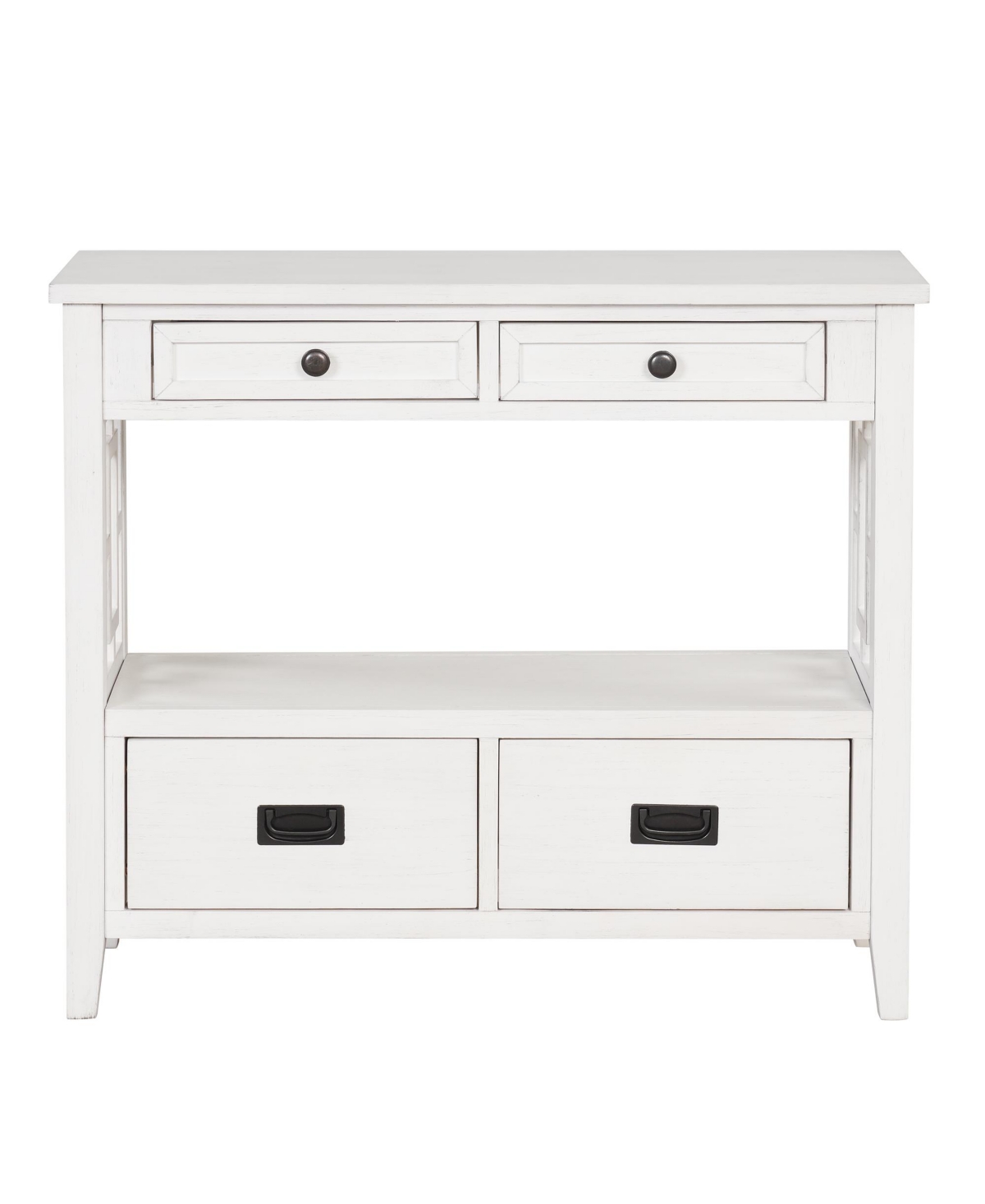 Slickblue 36'' Farmhouse Pine Wood Console Table – AntiqueSofa Table with 4 Drawers & Storage Shelf for Entryway, Living Room, Bedroom