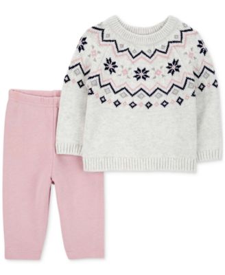 Carter's - Baby Girls Fair Isle Sweater & Leggings, 2 Piece Set