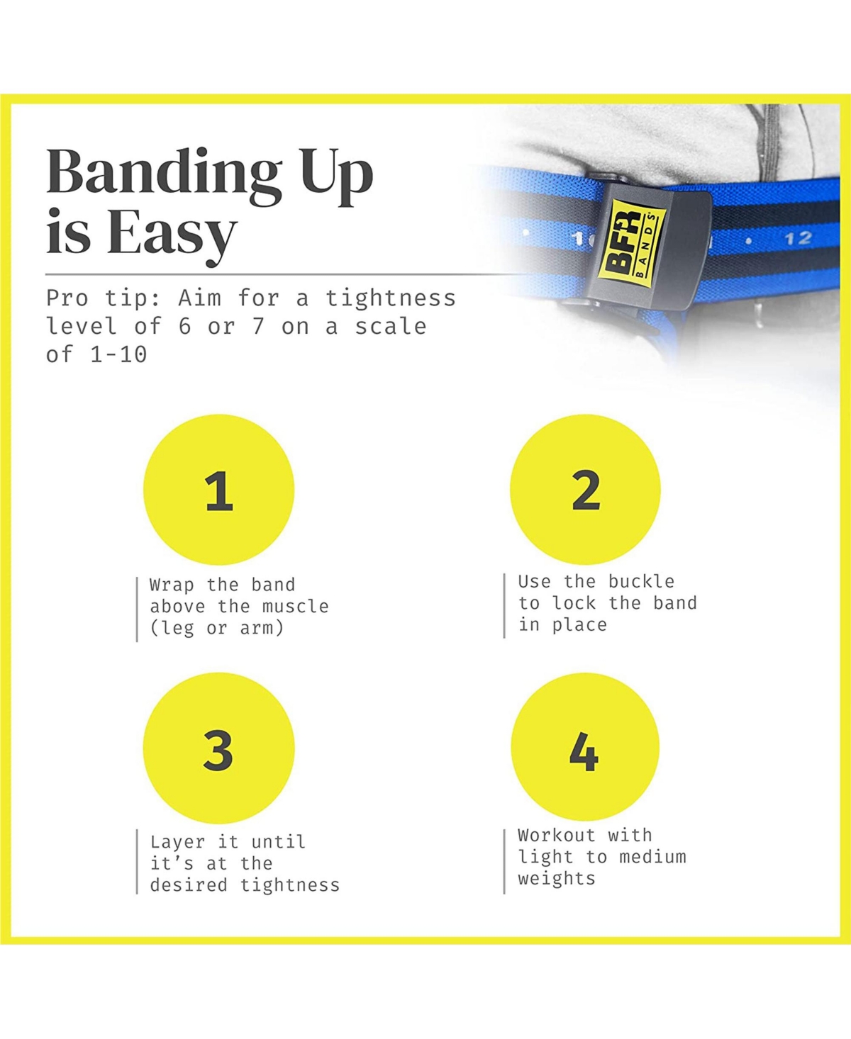 Bfr Bands Blood Flow Restriction Band for Arms, Legs, Glutes, Pro Bundle 4 Pack