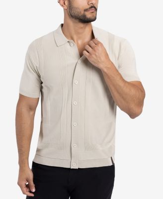 Men's Classic Ribbed Texture Polo Sweater