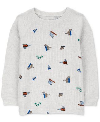 Carter's - Toddler Boys Winter Animal-Print Thermal Long-Sleeve T-Shirt