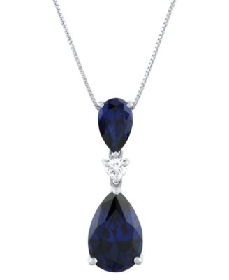 Lab Grown Emerald (3-1/3 ct. t.w.) & Lab Grown Diamond (1/8 ct. t.w.) 18" Pendant Necklace in 14k Gold