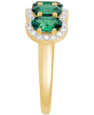 Lab Grown Sapphire (3-1/4 ct. t.w.) & Lab Grown Diamond (1/3 ct. t.w.) Five Stone Oval Ring in 14k White Gold