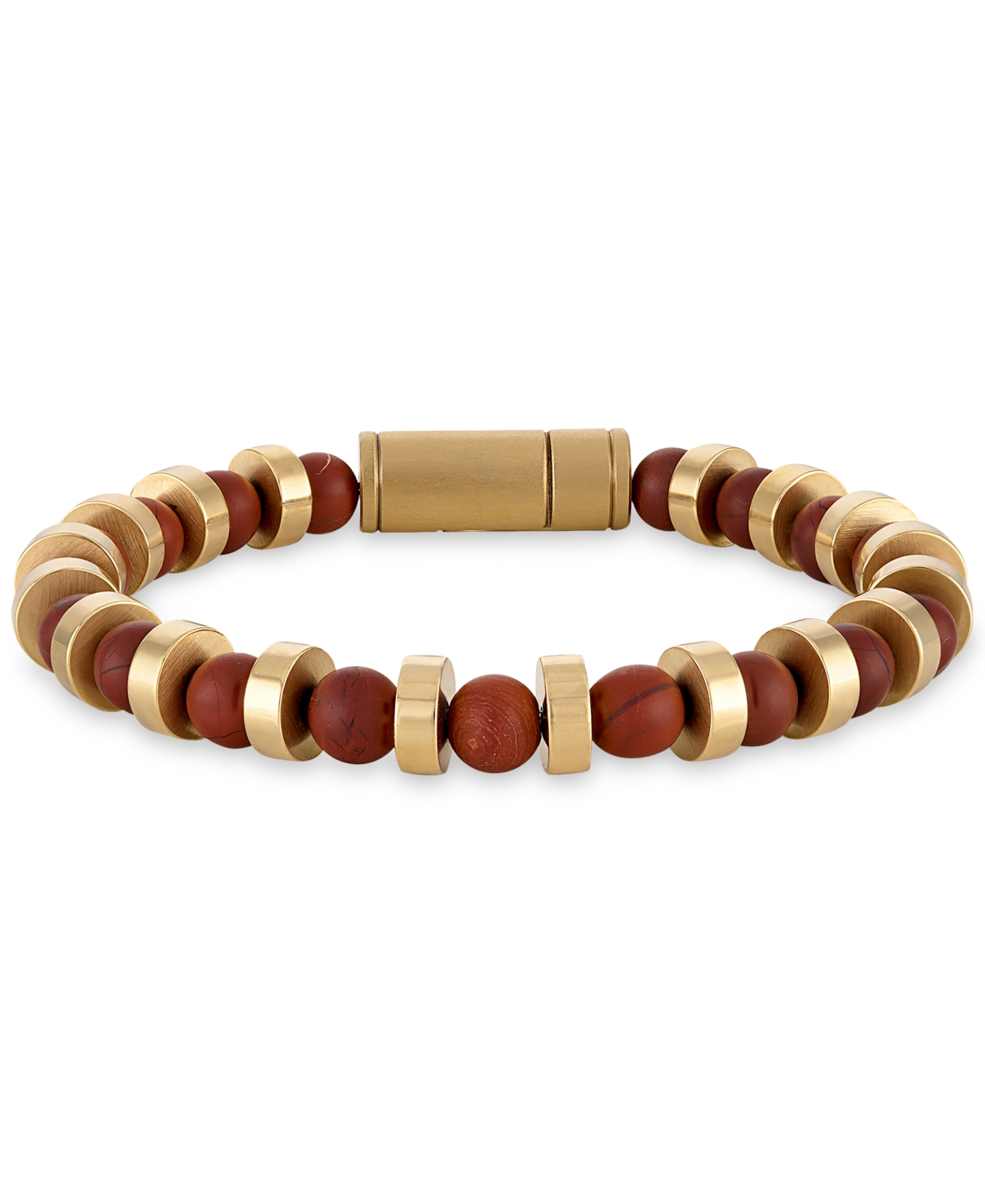 Red Jasper & Gold-Tone Stainless Steel Bracelet