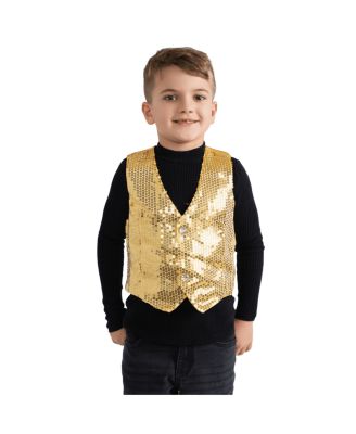 Dress Up America Sequined Party Vest - Kids Girls & Boys - Gold