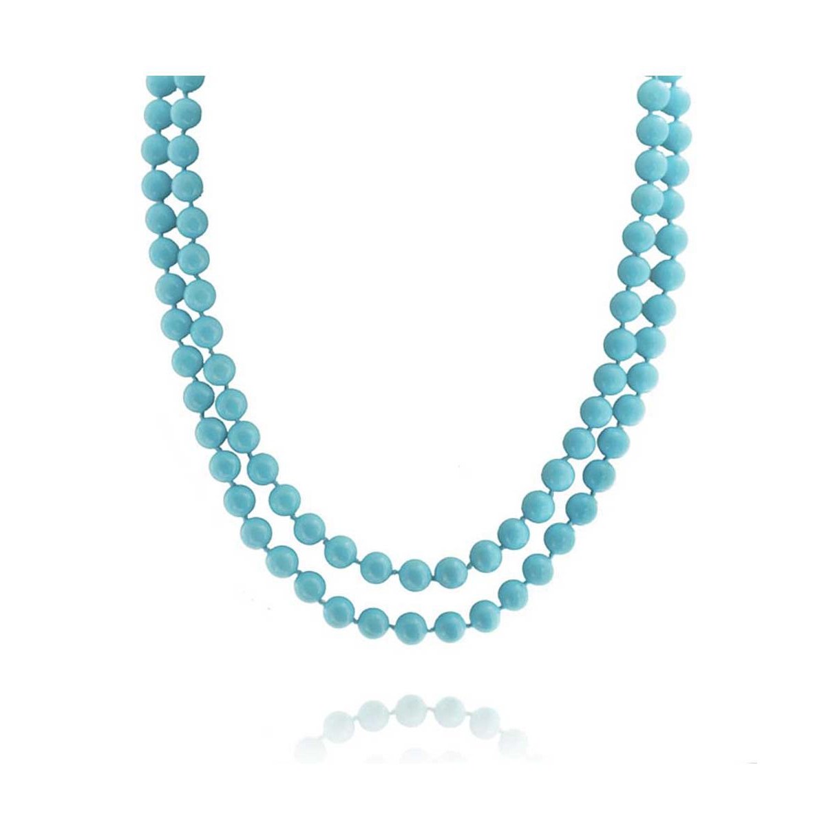 Bling Jewelry Classic Western Style 10MM Round Ball Bead Endless 70 Inch Long Strand Double Triple Wrap Layer SyntheticTurquoise Necklace For Wo