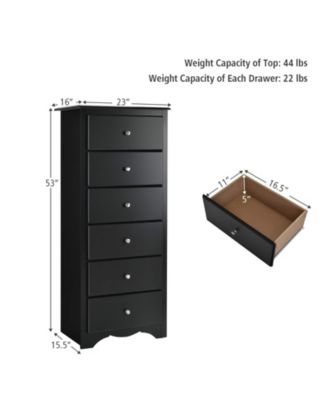 6 Drawers Chest Dresser Clothes Storage Bedroom Furniture Cabinet