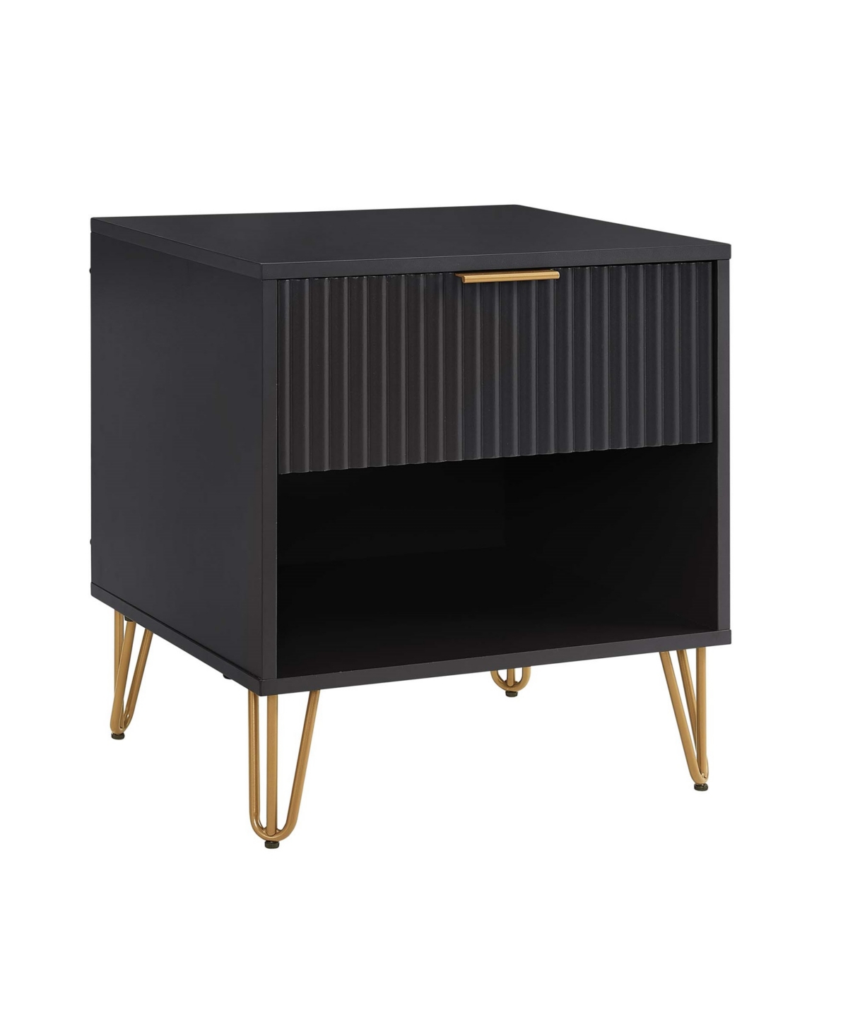 Manhattan Comfort 2-piece Dumbo Medium-density Fiberboard 1-drawer Modern Nightstand Set In Black