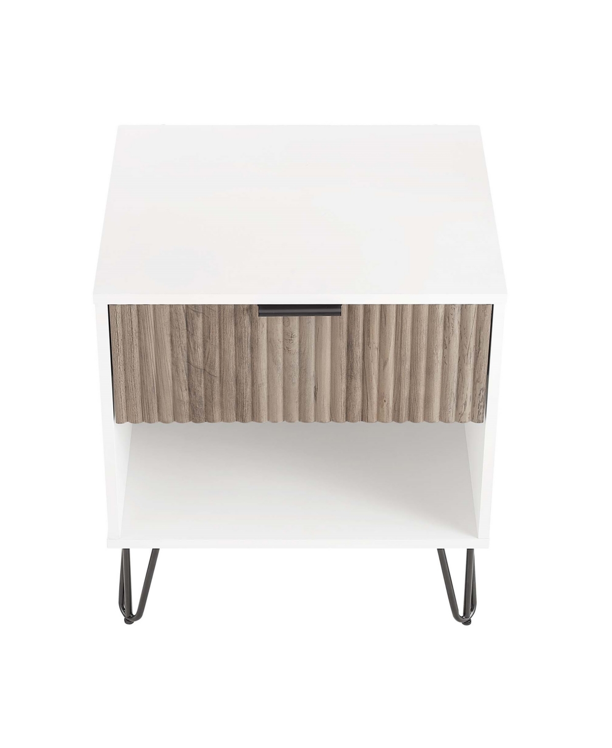 Manhattan Comfort 1- Piece Dumbo Medium-density Fiberboard 1-drawer Modern Nightstand In White And Rustic Grey