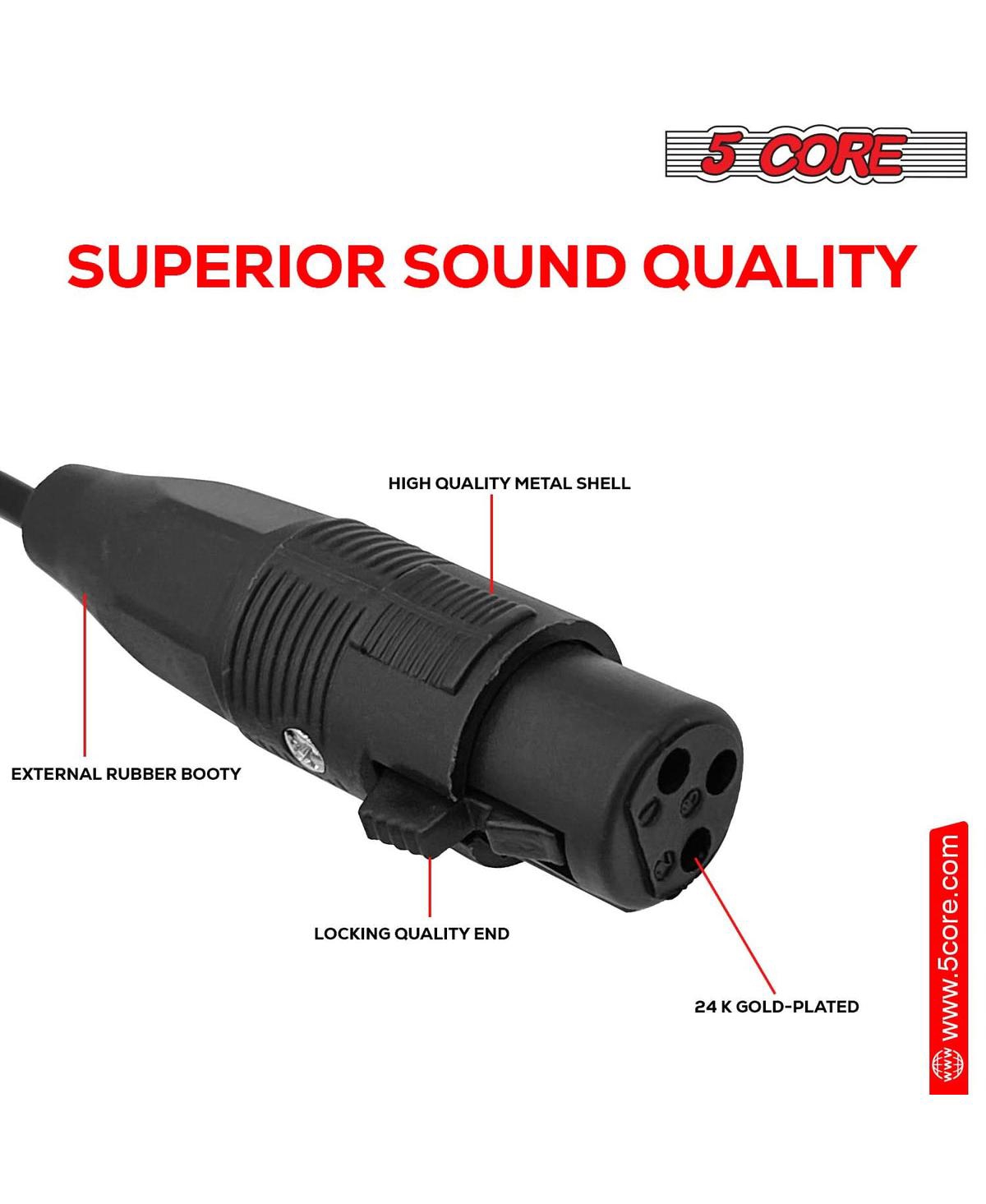 5 Core Xlr Cable Female to 1/4 6.35mm Cord 10Pack • Trs to Xlr Female Balanced Microphone Cord Mic cord 10PCS