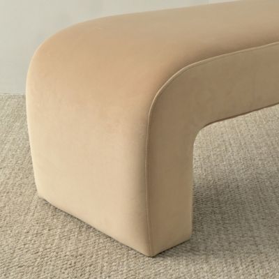 60" Waterfall Upholstered Bench with Solid Wood Frame and Boucle Fabric for Bedroom or Entryway