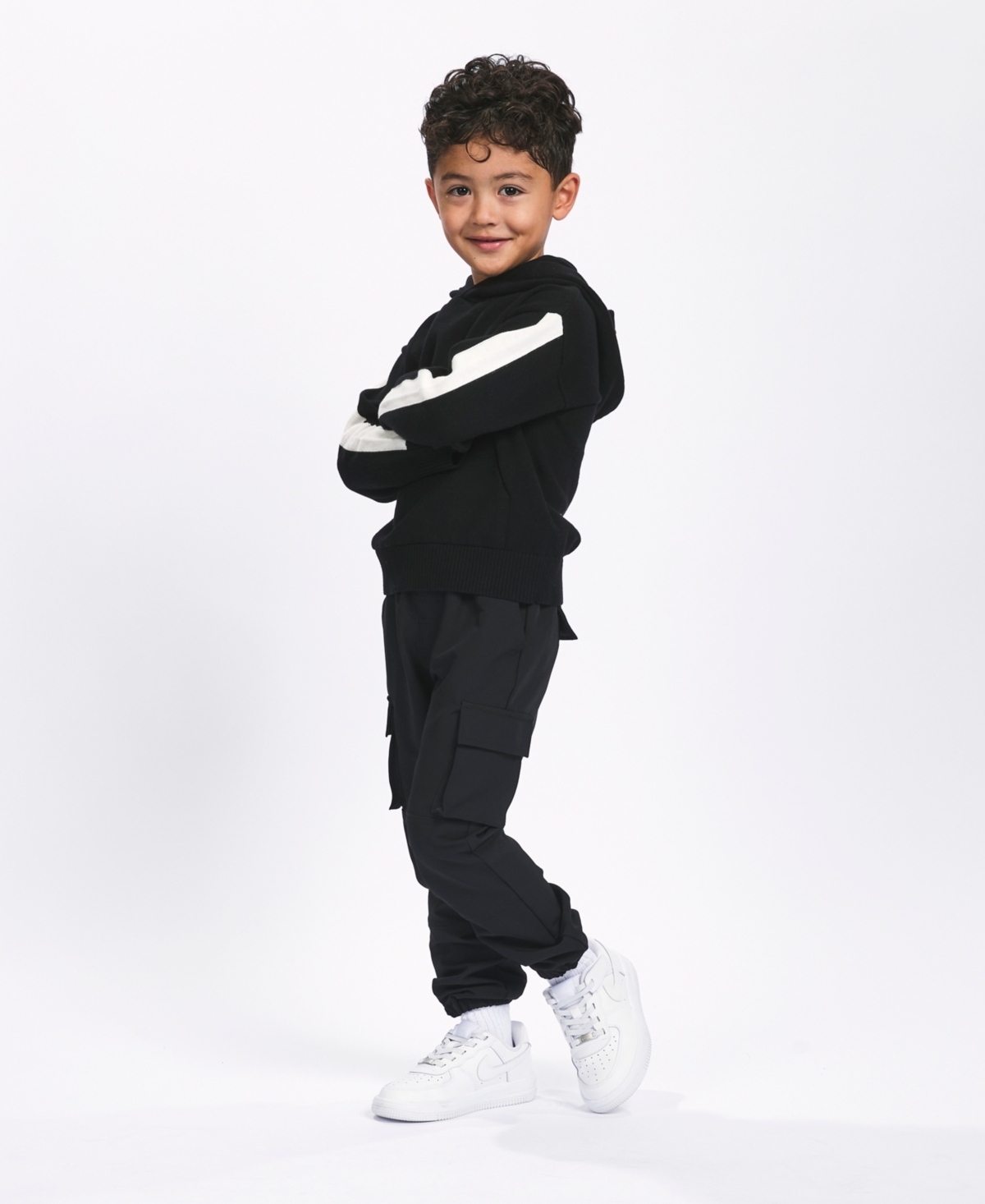 Sovereign Code Little Boys Sweater Knit Pull-over Hoodie In Black