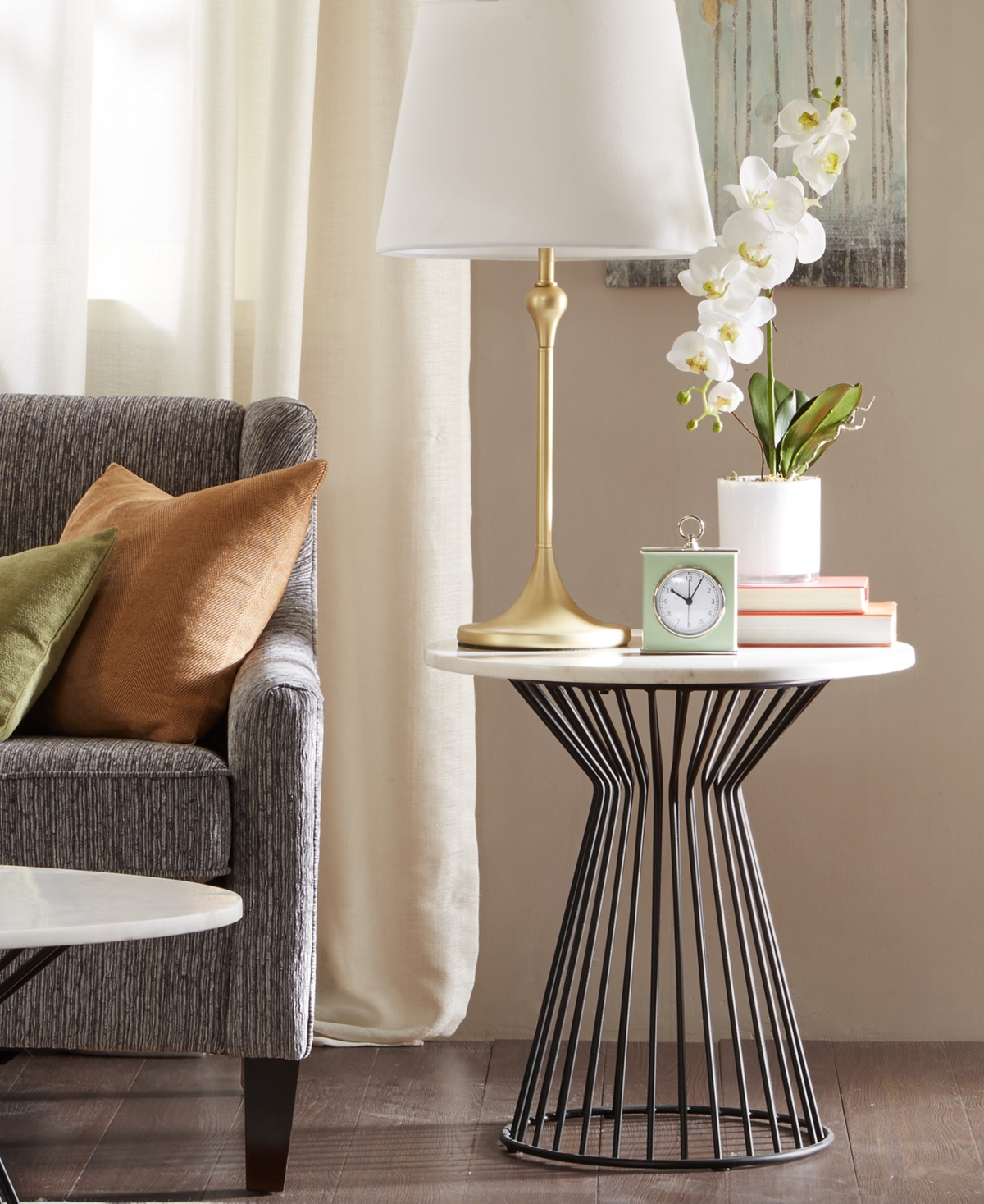 Macy's Maxwell End Table In White,blac
