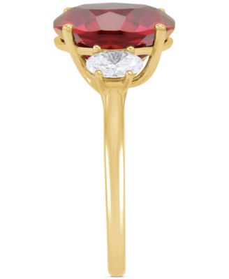 Lab Grown Sapphire (5-5/8 ct. t.w.) & Lab Grown Diamond (3/8 ct. t.w.) Ring in 14k White Gold (Also available in Emerald & Ruby)