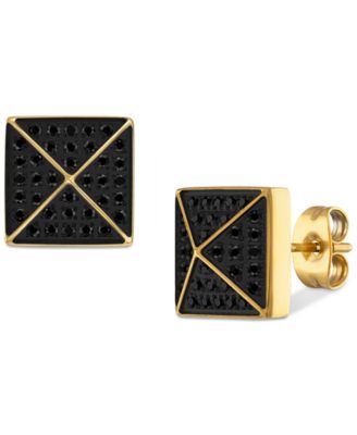 Diamond Pyramid Stud Earrings (1/3 ct. t.w.) in Gold-Tone Ion-Plated Stainless Steel, Created for Macy's