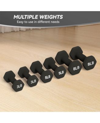 32 Pound Neoprene Coated Dumbbell Set with Stand, Black