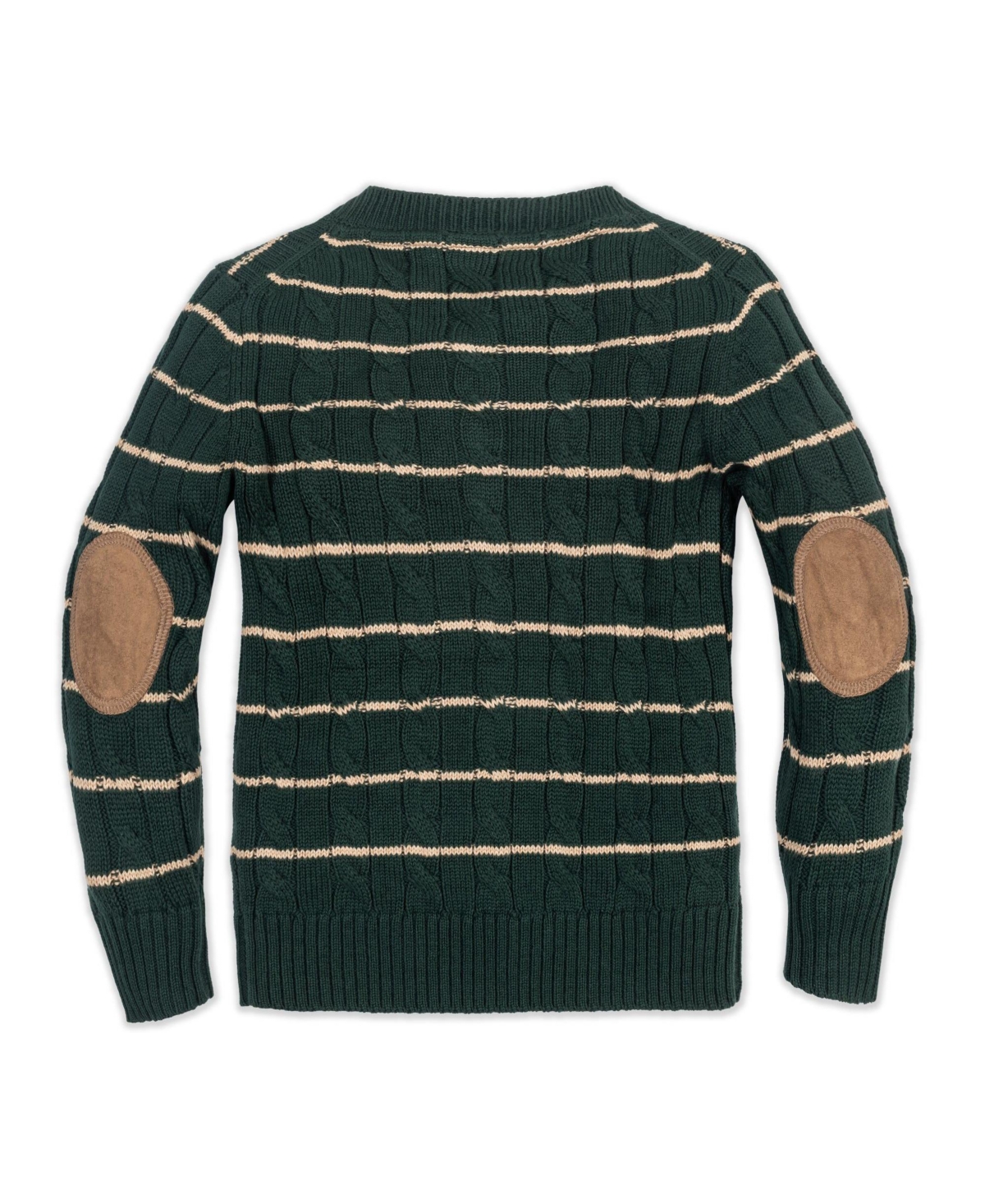 Hope & Henry Baby Boys Organic Long Sleeve Cable Henley Pullover Sweater with Elbow Patches