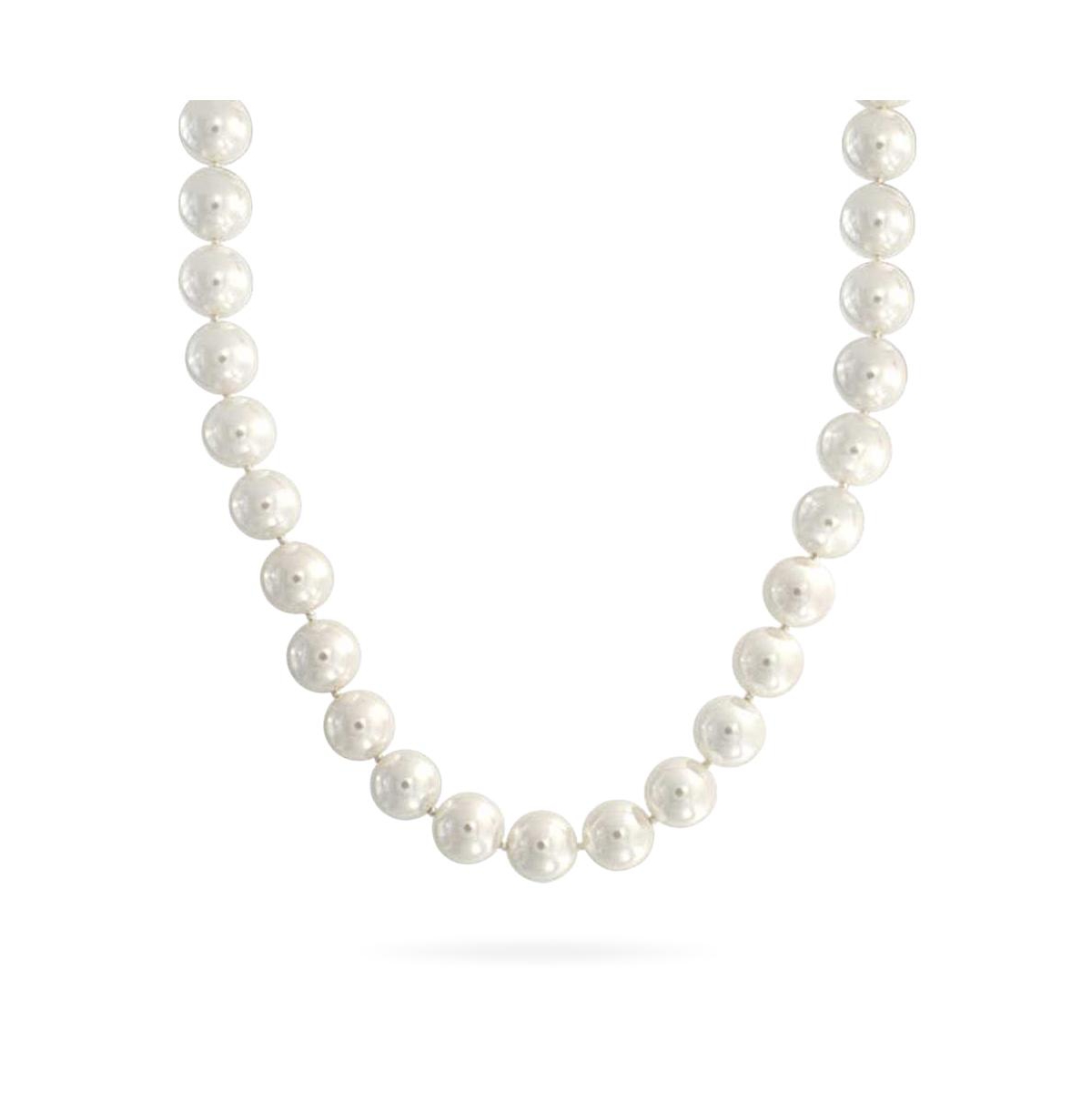Bling Jewelry White Strand Necklace For Women Rhodium Plated Crystal Clasp Pearl 10MM Inch