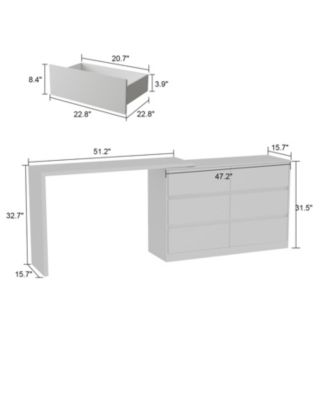 1Pc MDF 6-Drawer, Rotatable Desktop L-Shaped Chest of Drawers