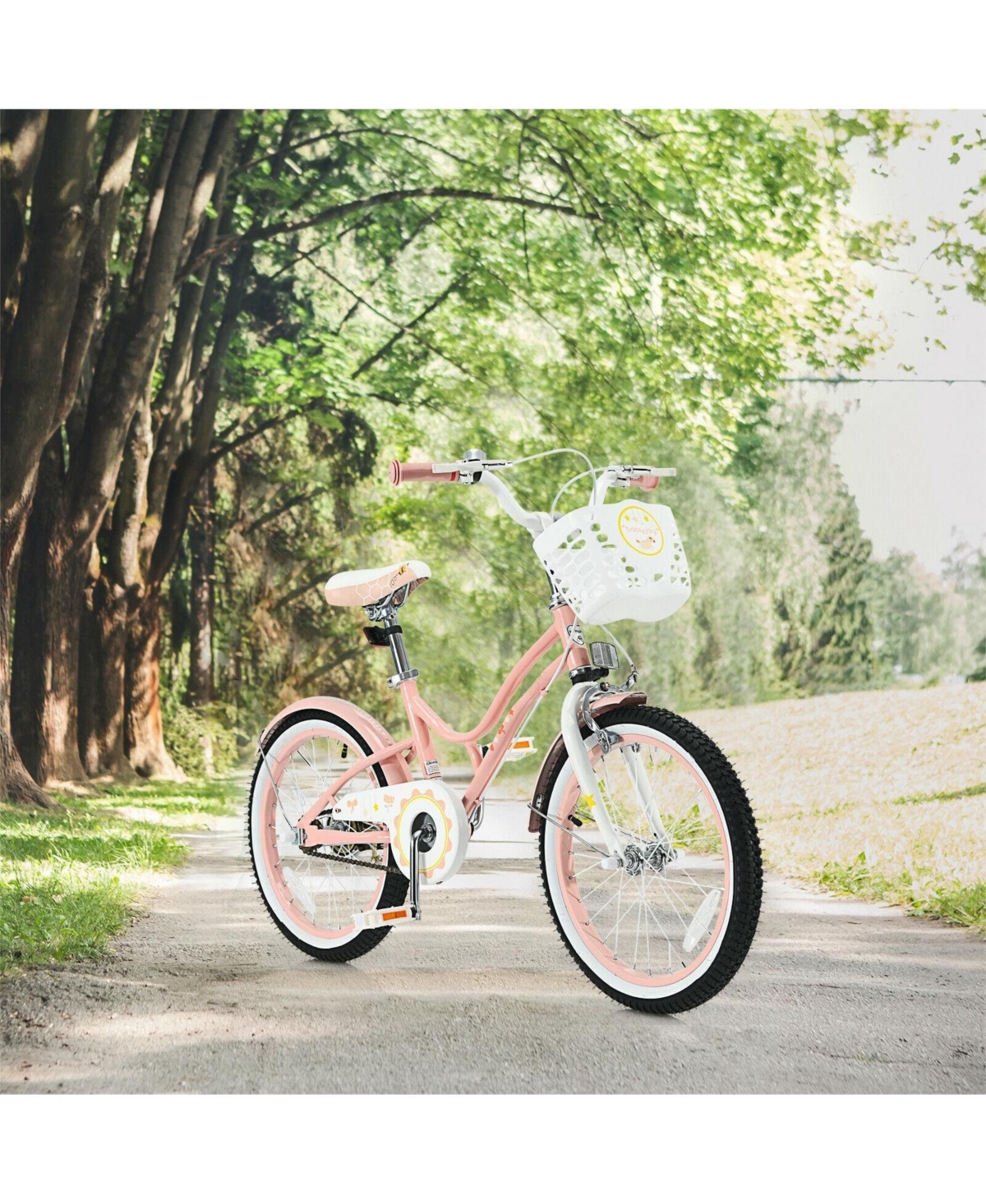 Sugift 18 Inch Kids Adjustable Bike with Training Wheels