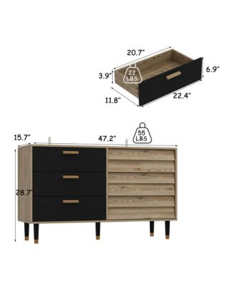 Rectangle Storage Cabinet, Sideboard, Dresser with 6 Drawers