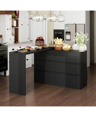 1Pc MDF 6-Drawer, Rotatable Desktop L-Shaped Chest of Drawers