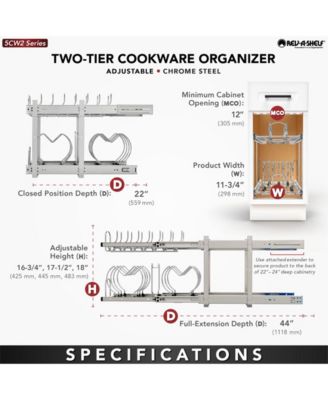 Pullout Cabinet Pot and Pan Organizer, 12&amp;quot; Width, 5CW2-1222-CR