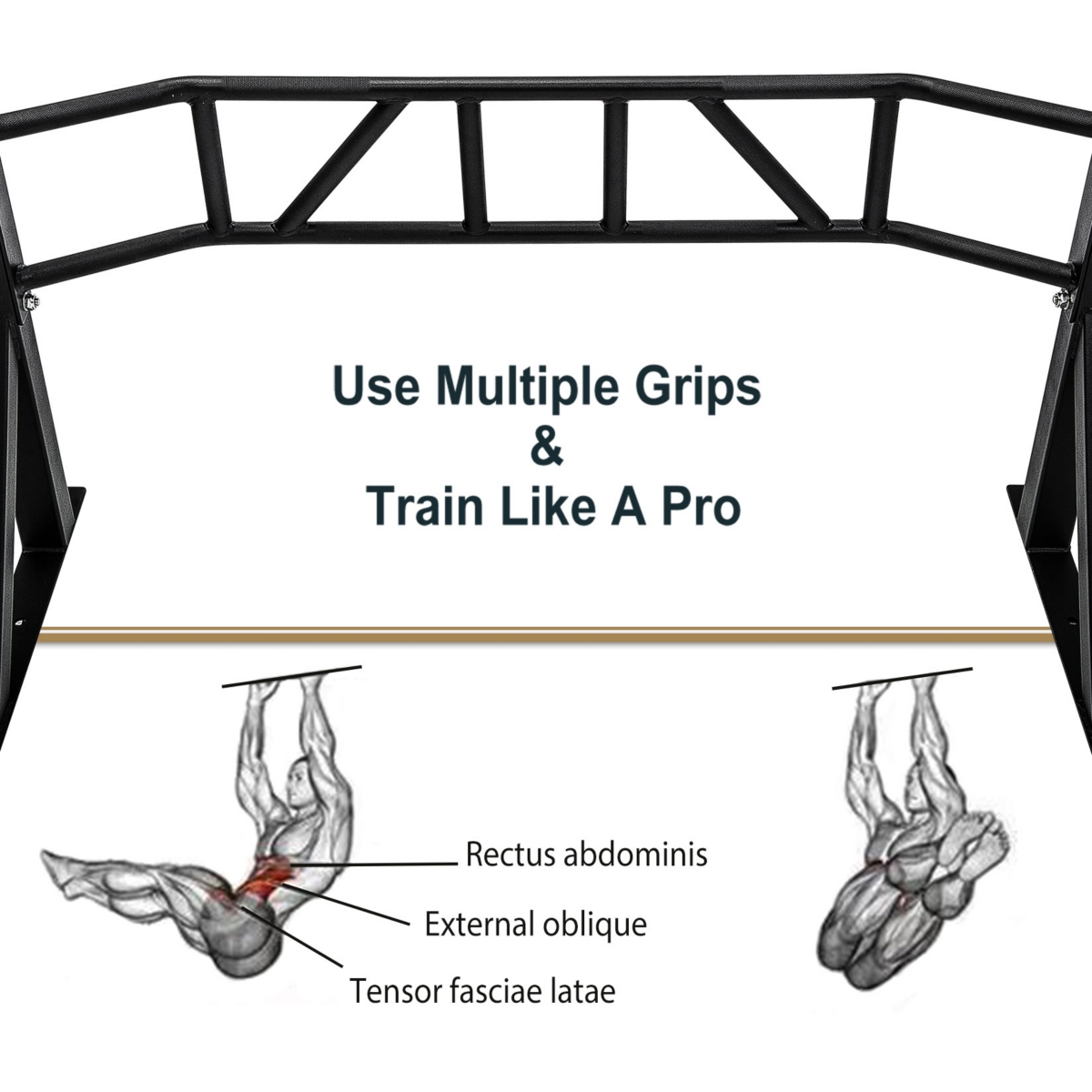 Streamdale Furniture 47" Pull Up Bar Wall Mounted Multi-Grip with Hangers For Punching Strength Training