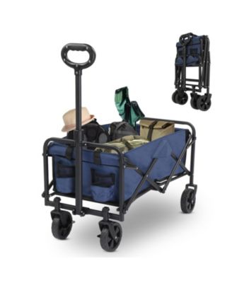 Oxford Cloth Garden Folding Cart with Steel Frame - Flat Folding Style, Silver Frame