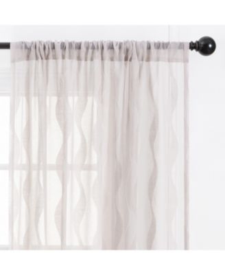 Premium Waves Voile Sheer Curtains - 2-Panel Light Filtering Curtains for Living Room, Bedroom, Kitchen - 52" x 108" - Beige