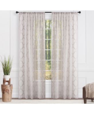 Premium Quatrefoil Voile Sheer Curtains - 2-Panel Light Filtering Curtains for Living Room, Bedroom, Kitchen - 52" x 84" - Sage