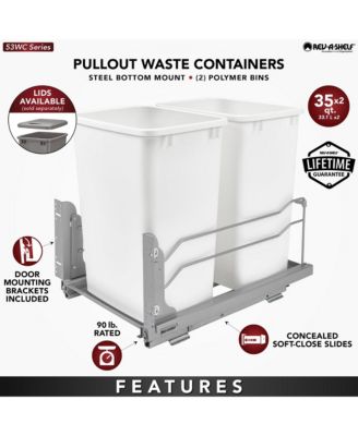 Double Pullout Trash Cans 35 qt. with Soft-close, 53WC-1835SCDM-212