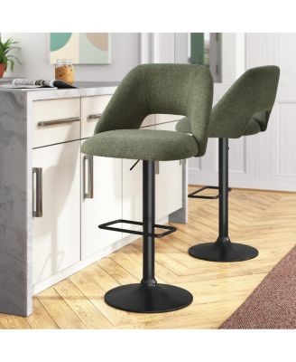 2-Pc. Fabric 360° Swivel Adjustable Barstools