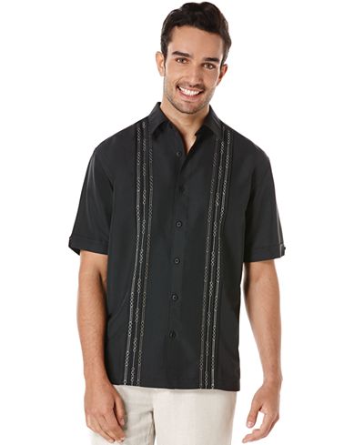 Cubavera Geometric Tucks Short-Sleeve Shirt