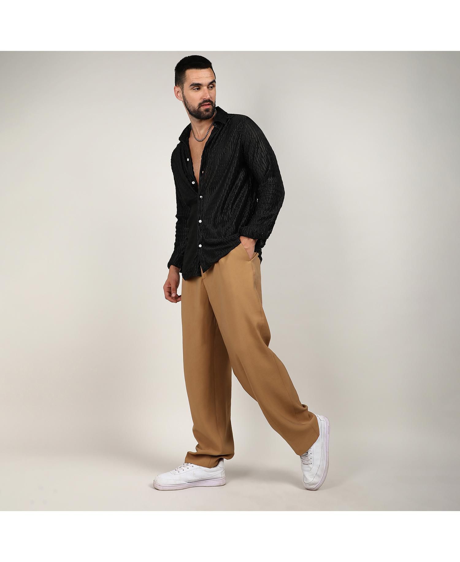 Men's Onyx Black Curly-Creased Shirt