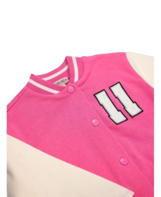 Little Girls Sporty Paris Varsity Jacket and Jogger Pants 2 Piece Lounge Set