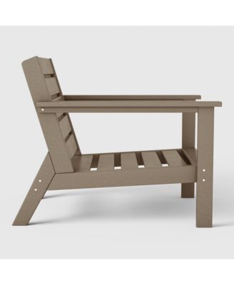 Outdoor Modern HDPE Patio Weathered Wood Club Chair with Deep Seat Cushions