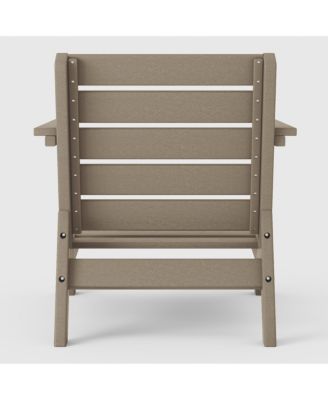 Outdoor Modern HDPE Patio Weathered Wood Club Chair with Deep Seat Cushions